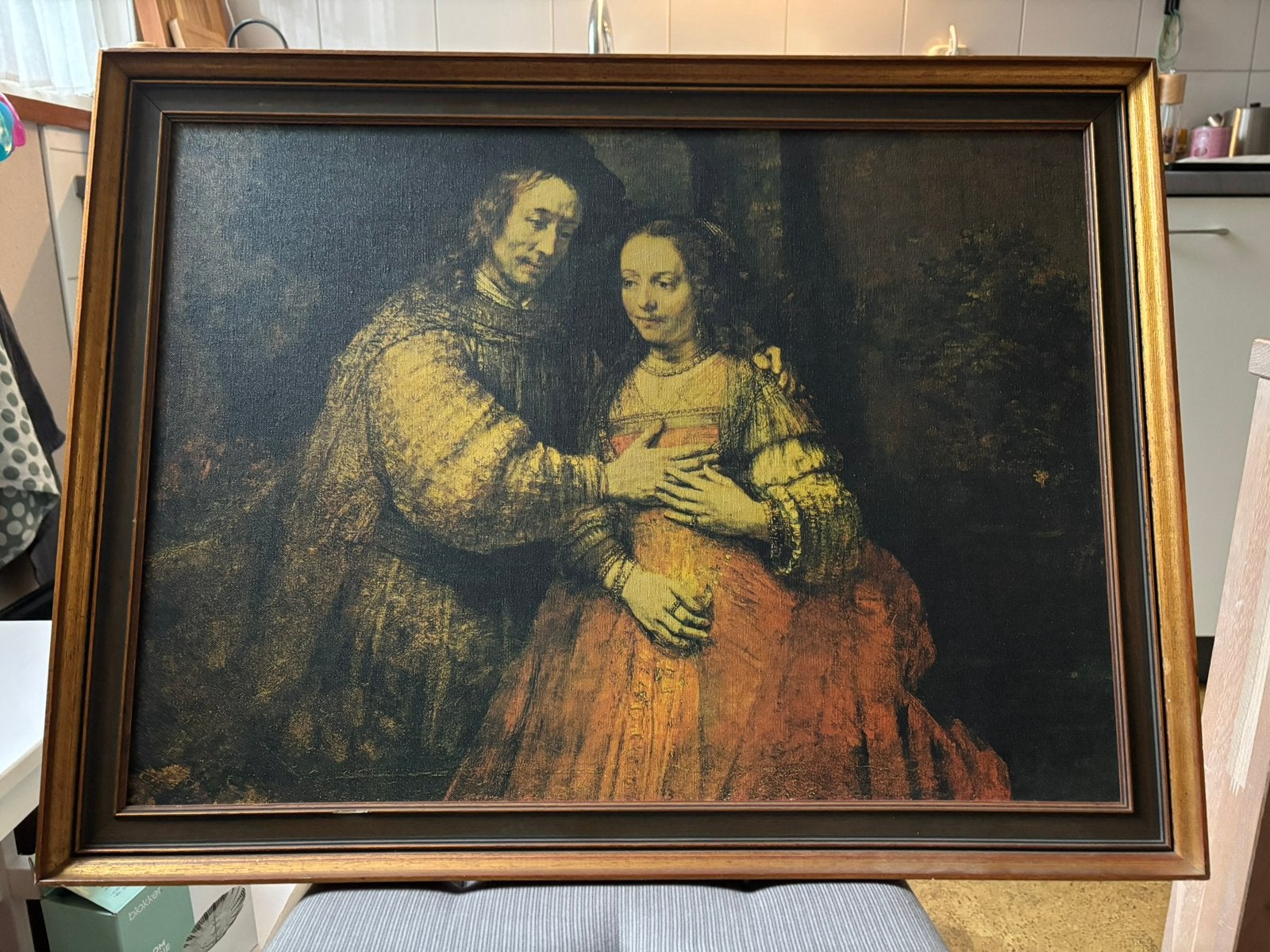 Het Joodse Bruidje - Rembrandt ( Reproductie), Nederlandse school, Doek, Portret of Personen, Ophalen of Verzenden