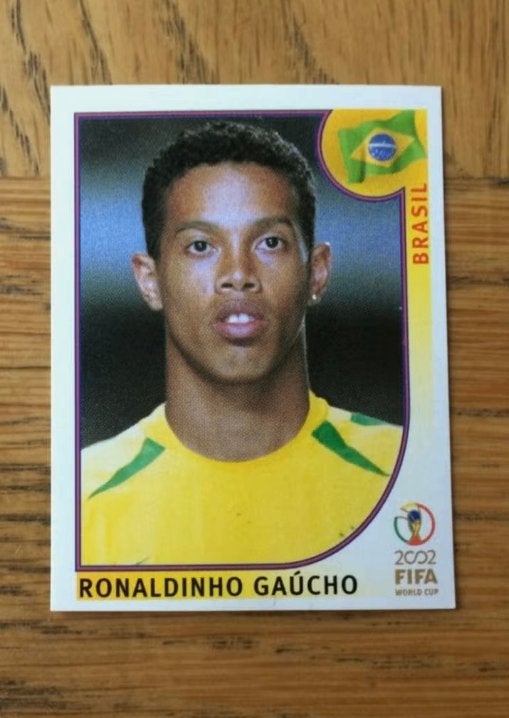 Gezocht: Ronaldinho World Cup 2002 Panini | en overige, Ophalen of Verzenden, Zo goed als nieuw, Sticker