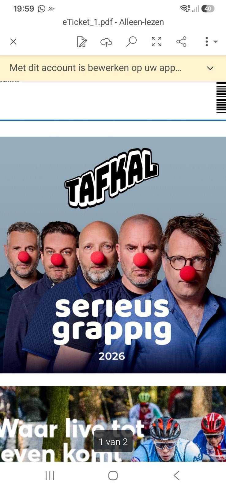 kaartjes Tafkal in Ahoy, Tickets en Kaartjes, Theater | Cabaret en Komedie, Twee personen, September