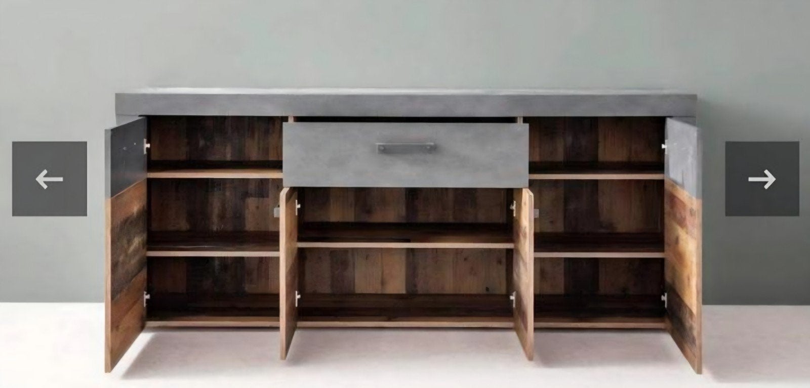 Moderne dressoir met industriële look en houten accenten, Met deur(en), 150 tot 200 cm, Industrieel, Modern, Zo goed als nieuw