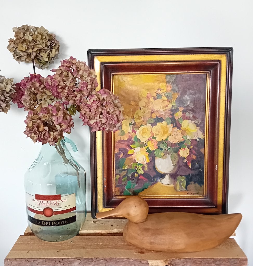 Schilderij bloemen, Bloemen, Paneel, Ophalen of Verzenden, Olieverf