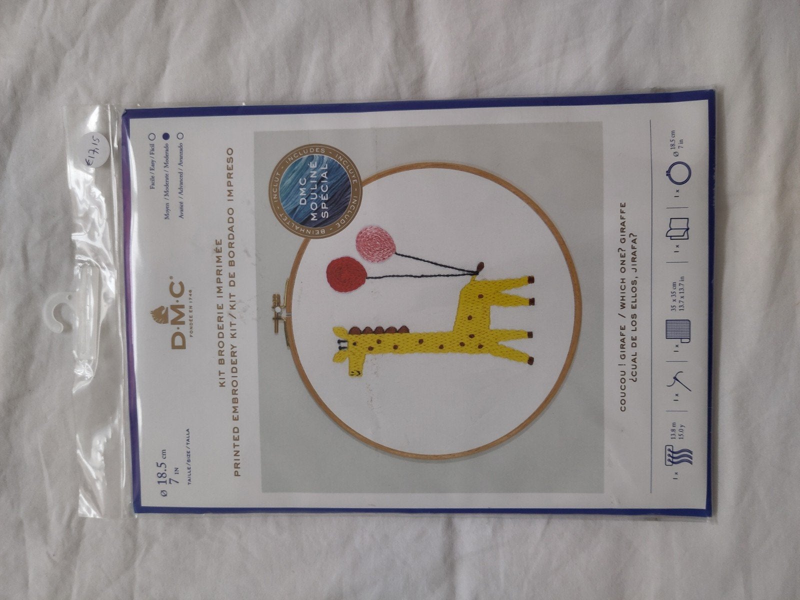 DMC Borduurkit Giraffe met Ballonnen - Nieuw, Hobby en Vrije tijd, Borduren en Borduurmachines, Ophalen of Verzenden, Nieuw, Handborduren
