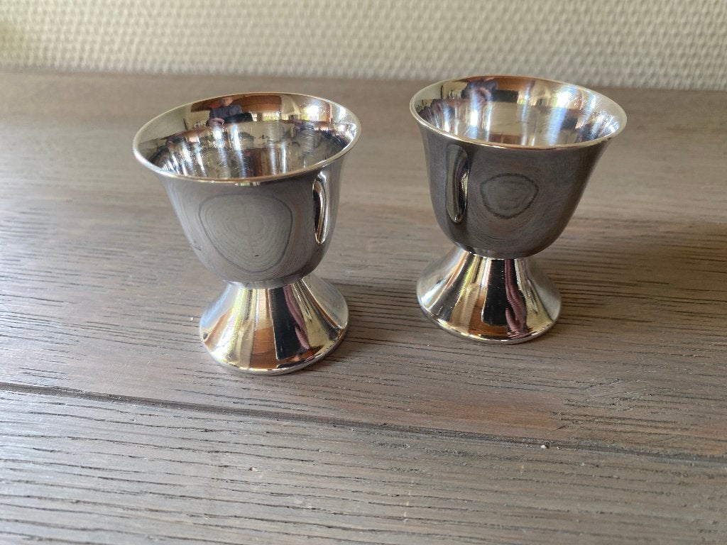 Vintage Sola 100 verzilverde eierdopjes (2 stuks), Antiek en Kunst, Ophalen of Verzenden