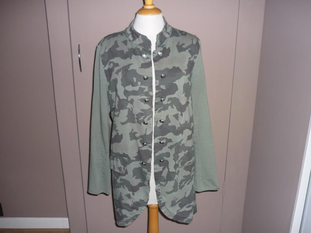 ZGAN tricot blazer, colbert, camouflage print 1 maat 42-44, Maat 42/44 (L), Ophalen of Verzenden, Zo goed als nieuw, Jasje