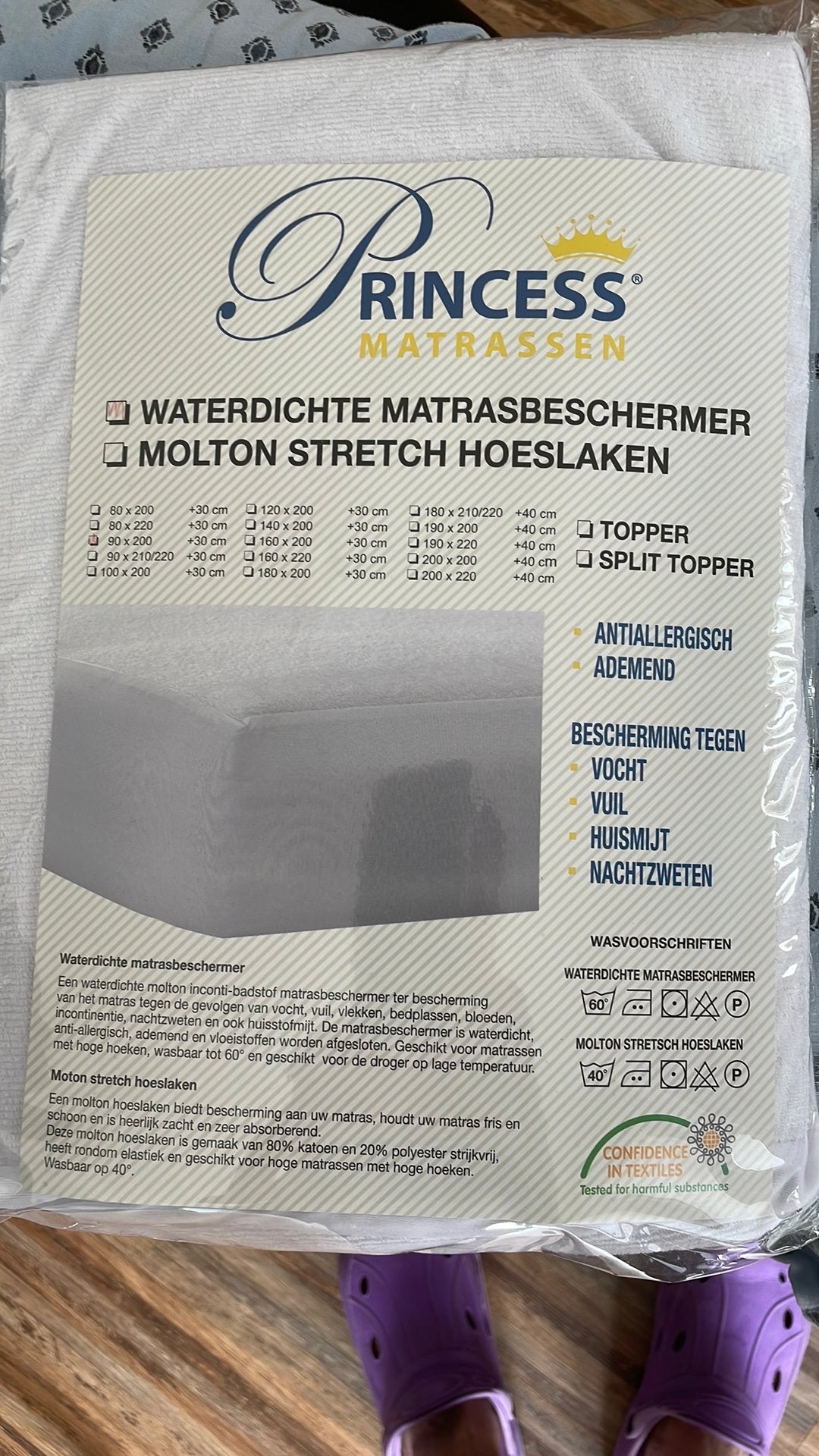 Matrasbeschermer waterdicht 90/200 nieuw, Ophalen, Eenpersoons, Nieuw, Wit