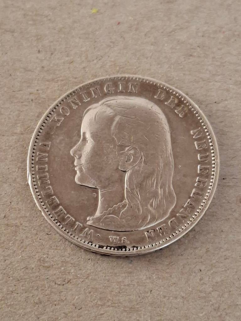 Nederland 1 Gulden 1892 Zilver Koningin Wilhelmina, 1 gulden, Zilver, Ophalen of Verzenden, Koningin Wilhelmina
