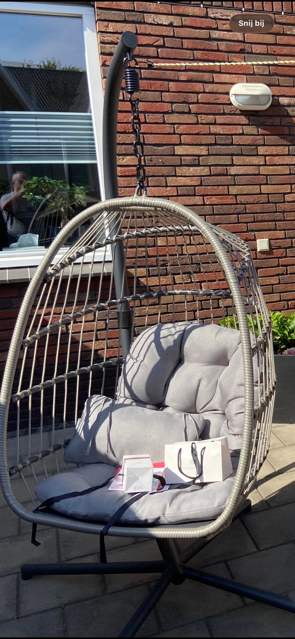 Mooie hang schommelstoel met standaard, Binnen, Ophalen of Verzenden, Zo goed als nieuw, Met standaard