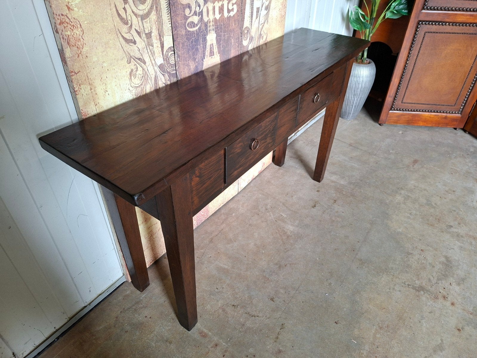 Robuuste teakhouten sidetable, haltafel, console, Huis en Inrichting, Ophalen of Verzenden, 25 tot 50 cm, Rechthoekig