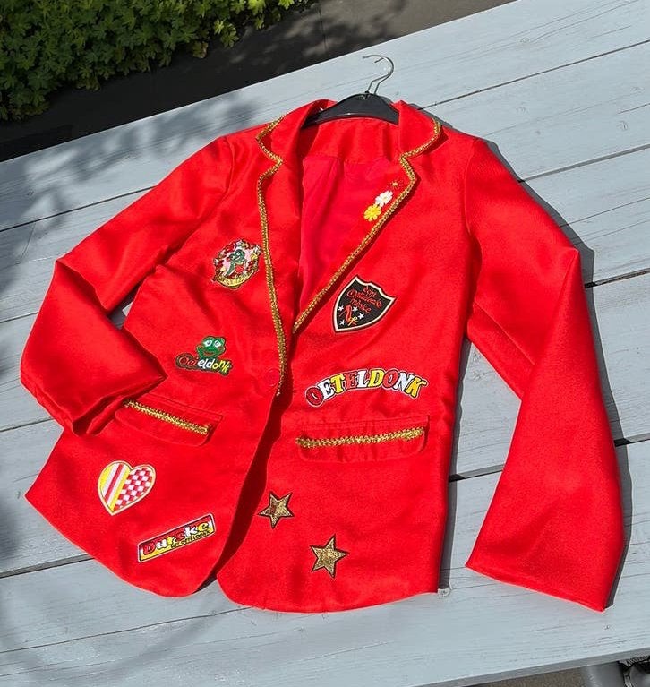 Oeteldonk jasje maat L rood, Ophalen of Verzenden, Zo goed als nieuw, Maat 38/40 (M), Carnaval