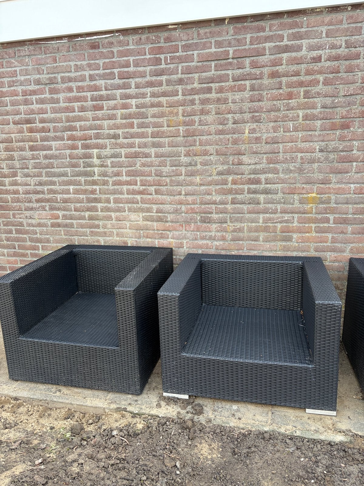 Loungeset zonder kussens (voor elk aannemelijk bod), Tuin en Terras, Ophalen, Gebruikt, Kunststof