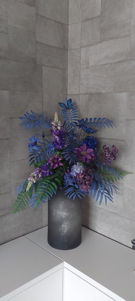 Zijde Kunstbloemen/boeket blauw paars, Huis en Inrichting, Ophalen, Binnen, Silk-ka, Zijde
