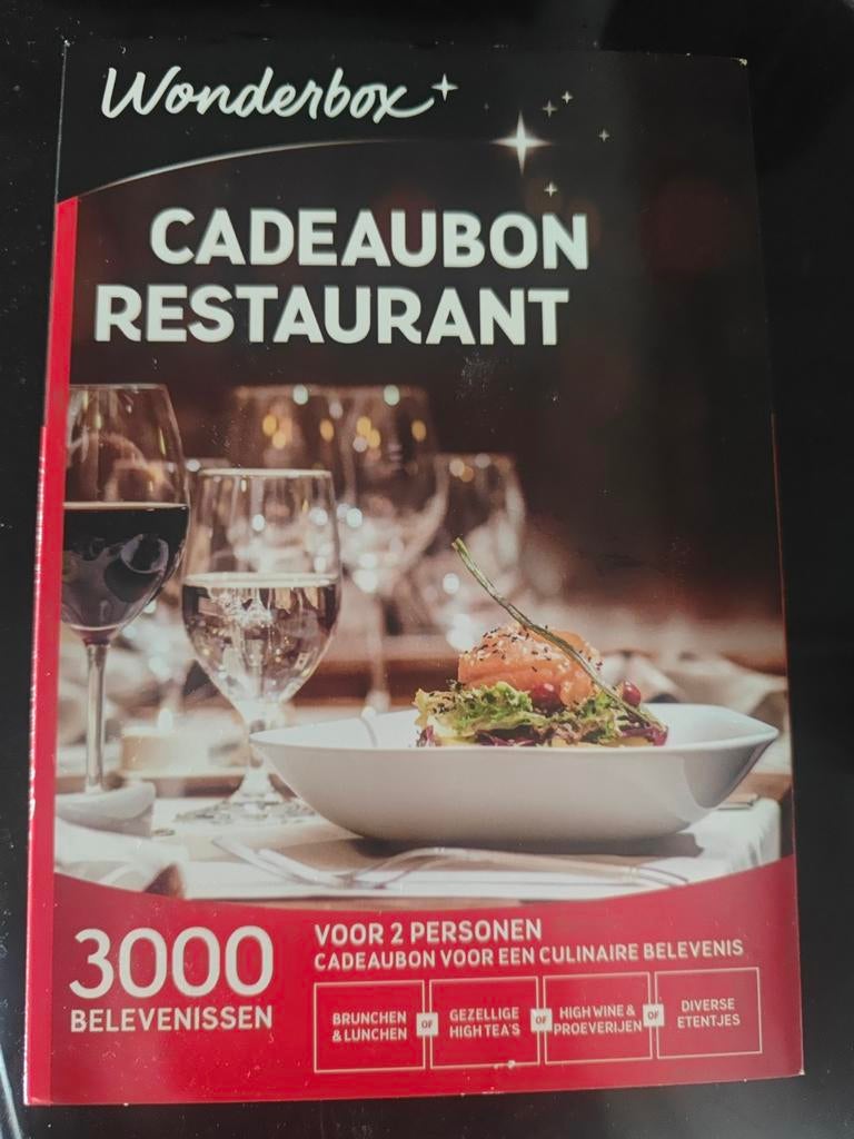 Wonderbox €100 Cadeaubon Restaurant, Tickets en Kaartjes, Twee personen, Cadeaubon