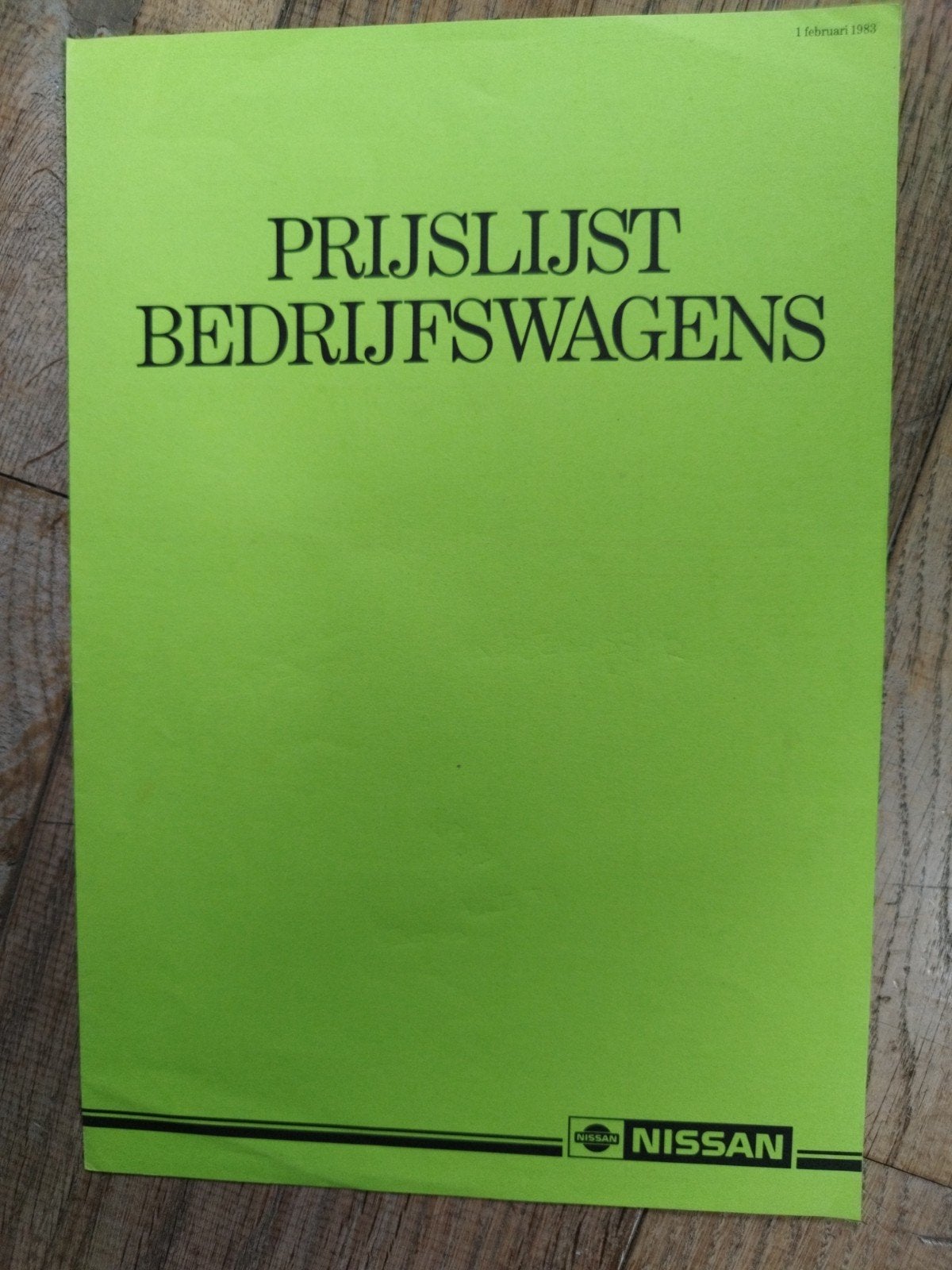 Nissan Bedrijfswagens Prijslijst - 1 Februari 1983, Ophalen of Verzenden, Zo goed als nieuw, Nissan, NISSAN