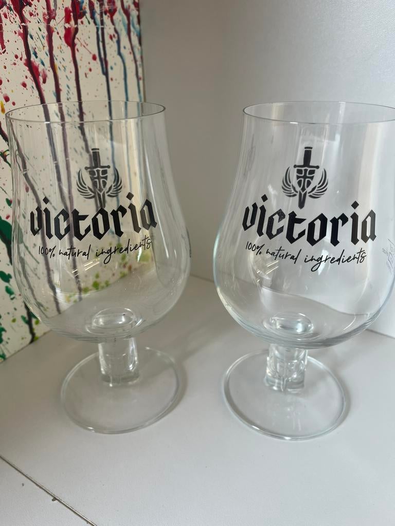 Victoria bierglazen set van 2 glazen, Verzamelen, Biermerken, Ophalen of Verzenden, Nieuw, Glas of Glazen, Overige merken