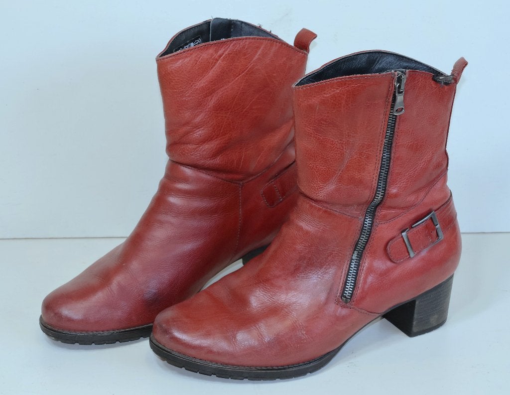 Rode Mobils (Mephisto) enkellaarsjes  maat 6½ (40), Kleding | Dames, Lage of Enkellaarzen, Zo goed als nieuw, Rood, Ophalen of Verzenden