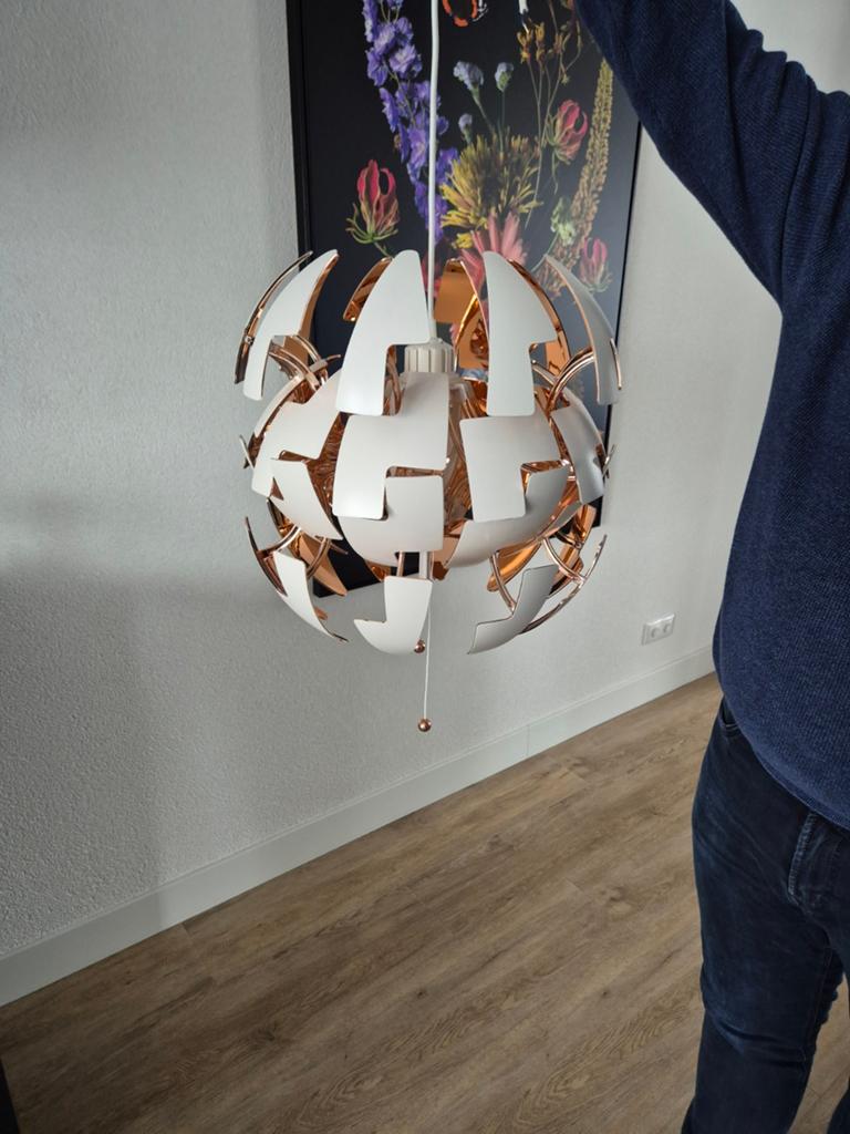 IKEA - Hanglamp PS 2014 wit met koperkleurige binnenkant, Huis en Inrichting, Lampen | Hanglampen, Ophalen, Minder dan 50 cm