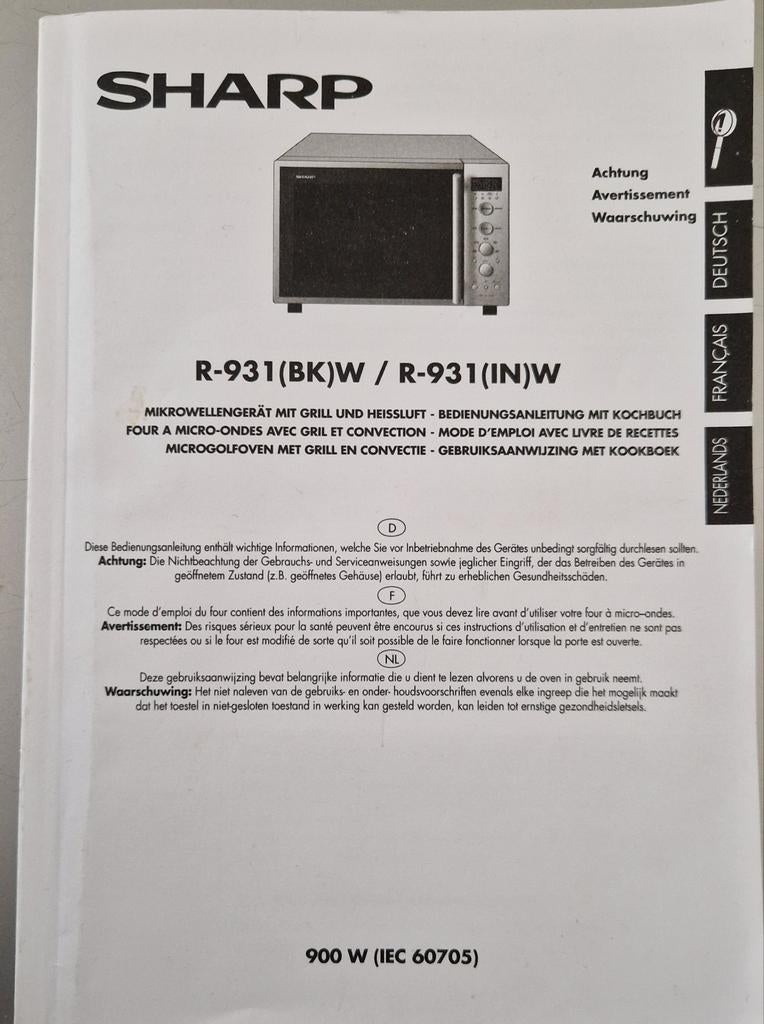 Sharp R-931(BK)W combimagnetron, Witgoed en Apparatuur, Magnetrons, Ophalen, Combimagnetron, Gebruikt, Hete lucht