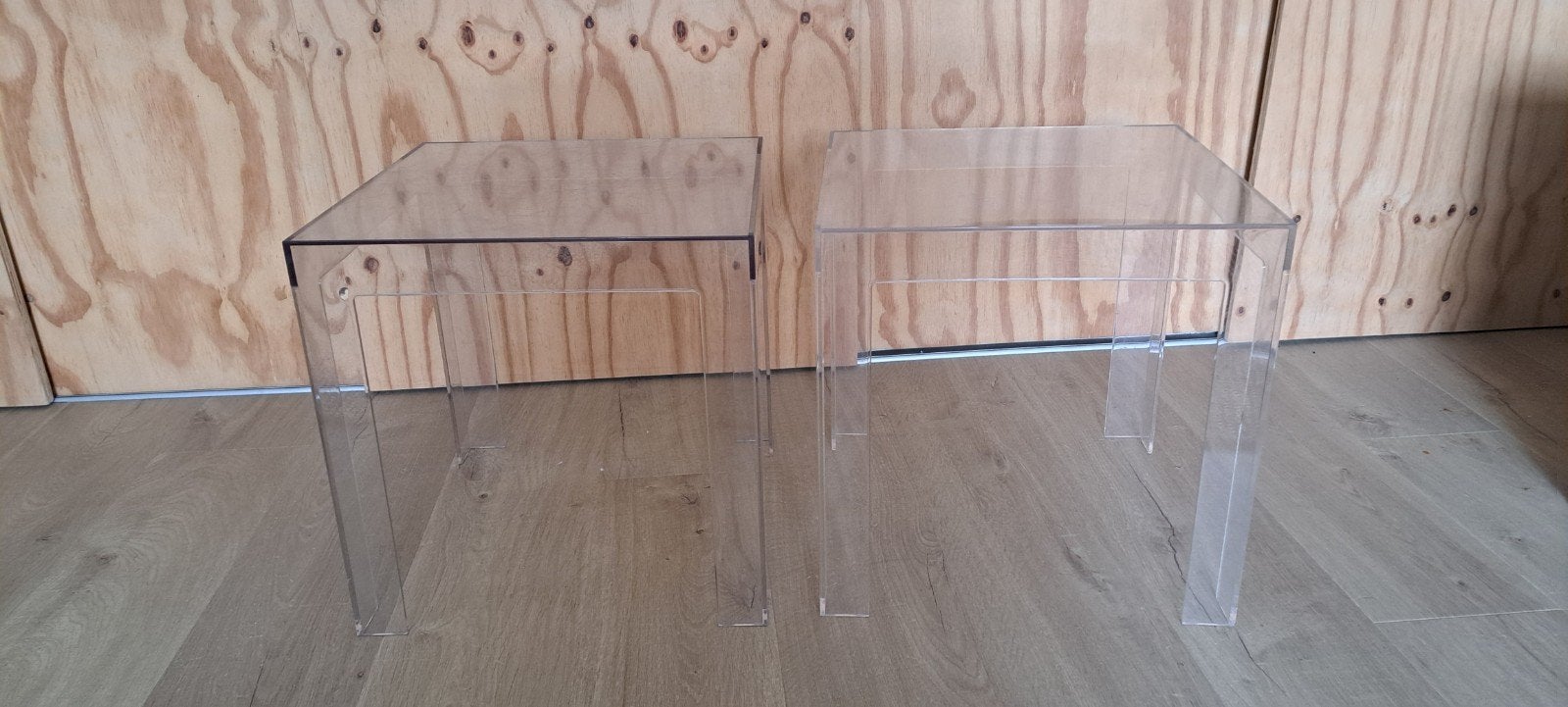 2 design Kartell Jolly tafeltjes, Huis en Inrichting, Tafels | Bijzettafels, Gebruikt, Vierkant, Ophalen, 45 tot 60 cm