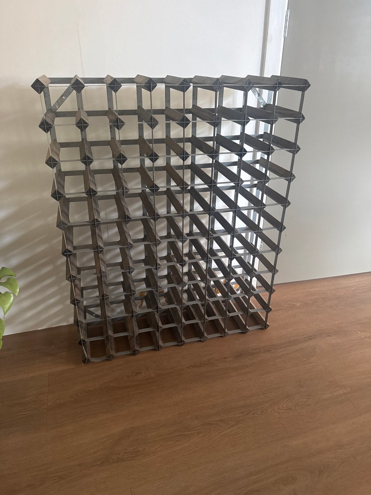 Groot metaal/houten wijnrek voor 80 flessen, Ophalen, Gebruikt, 25 flessen of meer, 75 – 100