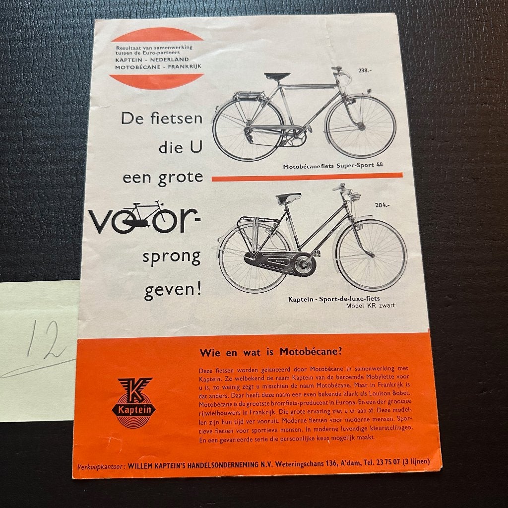 #12) KAPTEIN-MOBYLETTE - 1960 - Bromfiets Folder, Ophalen of Verzenden, Gelezen, Folder