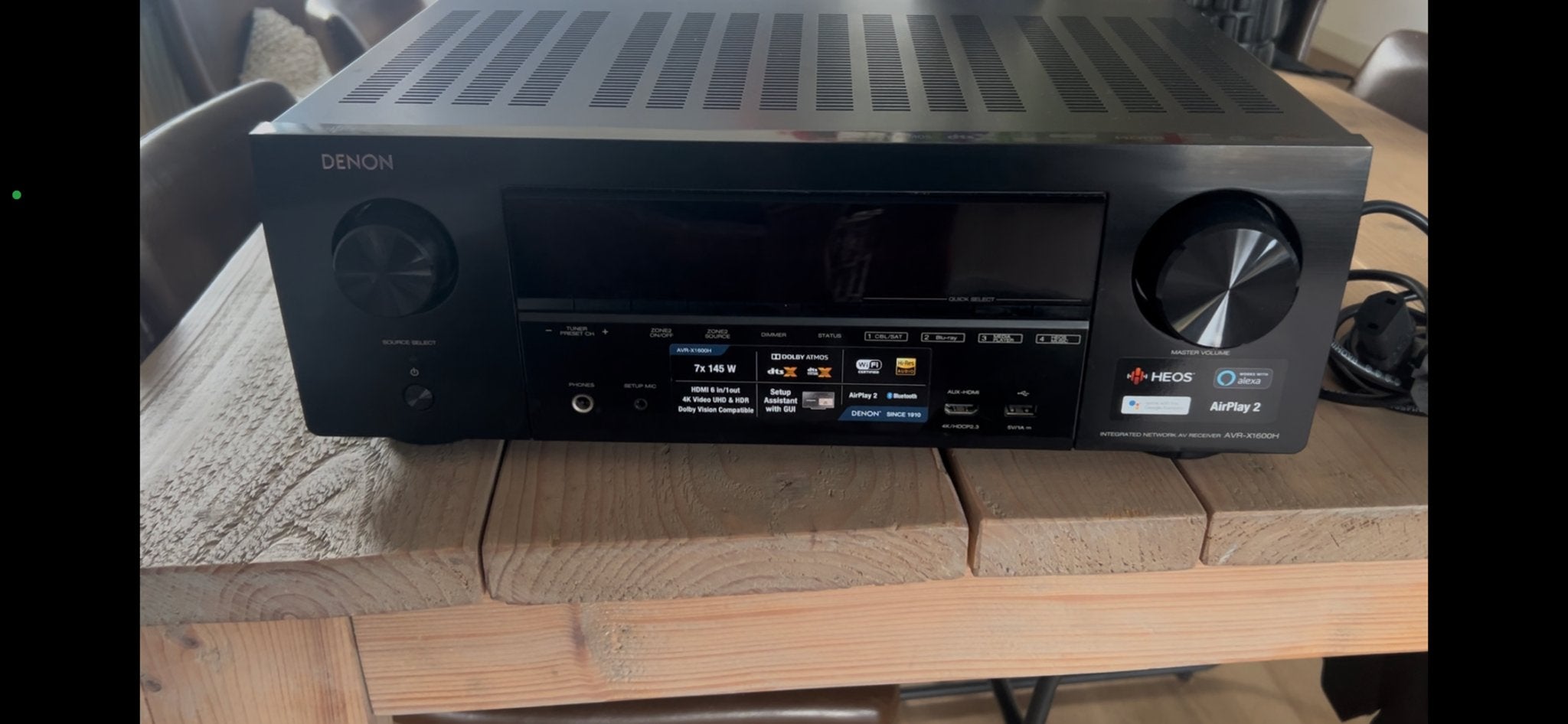 Denon AVR-X1600H 7.2 AV-Receiver (4K, Dolby Atmos, HEOS), Denon, Ophalen of Verzenden, Zo goed als nieuw, 120 watt of meer