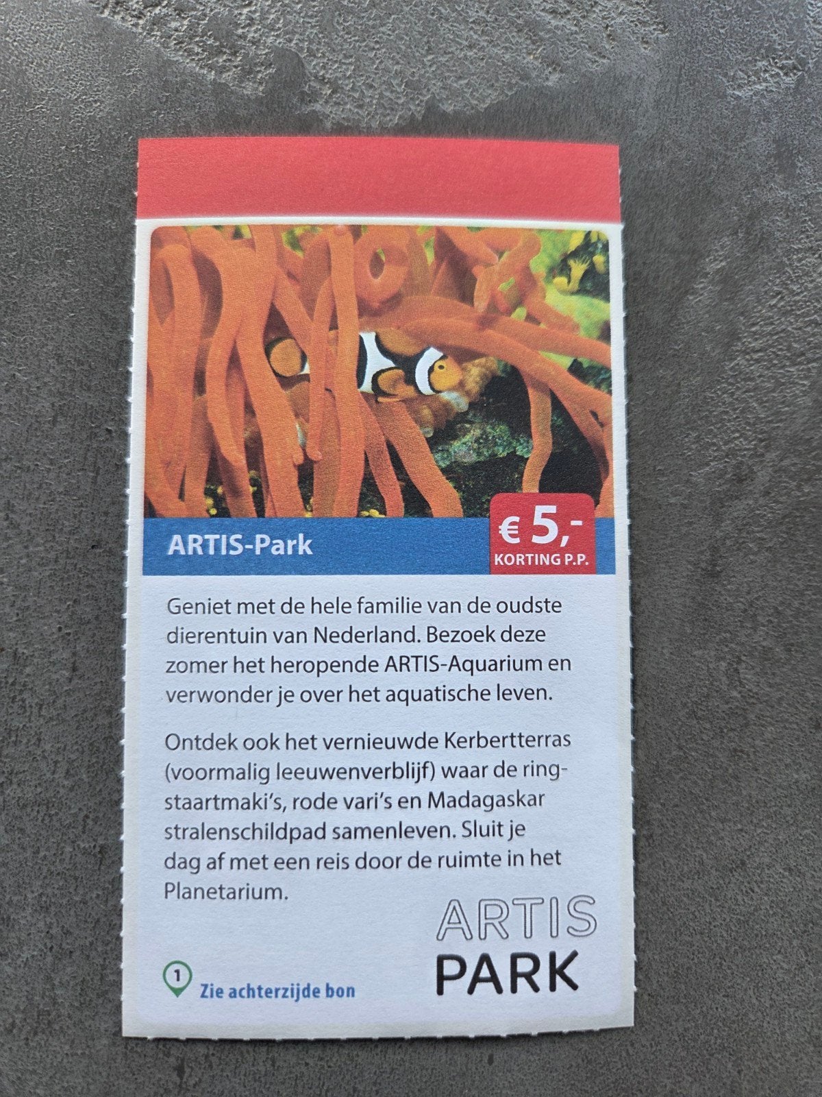 Korting Artis Park ( €5 korting p.p.), Tickets en Kaartjes, Drie personen of meer, Kortingsbon
