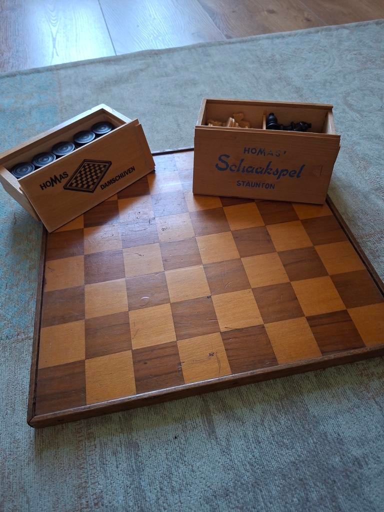 Compleet Dam- en Schaakspel - Koning 6,8 cm, Hobby en Vrije tijd, Gezelschapsspellen | Bordspellen, Een of twee spelers, Ophalen of Verzenden