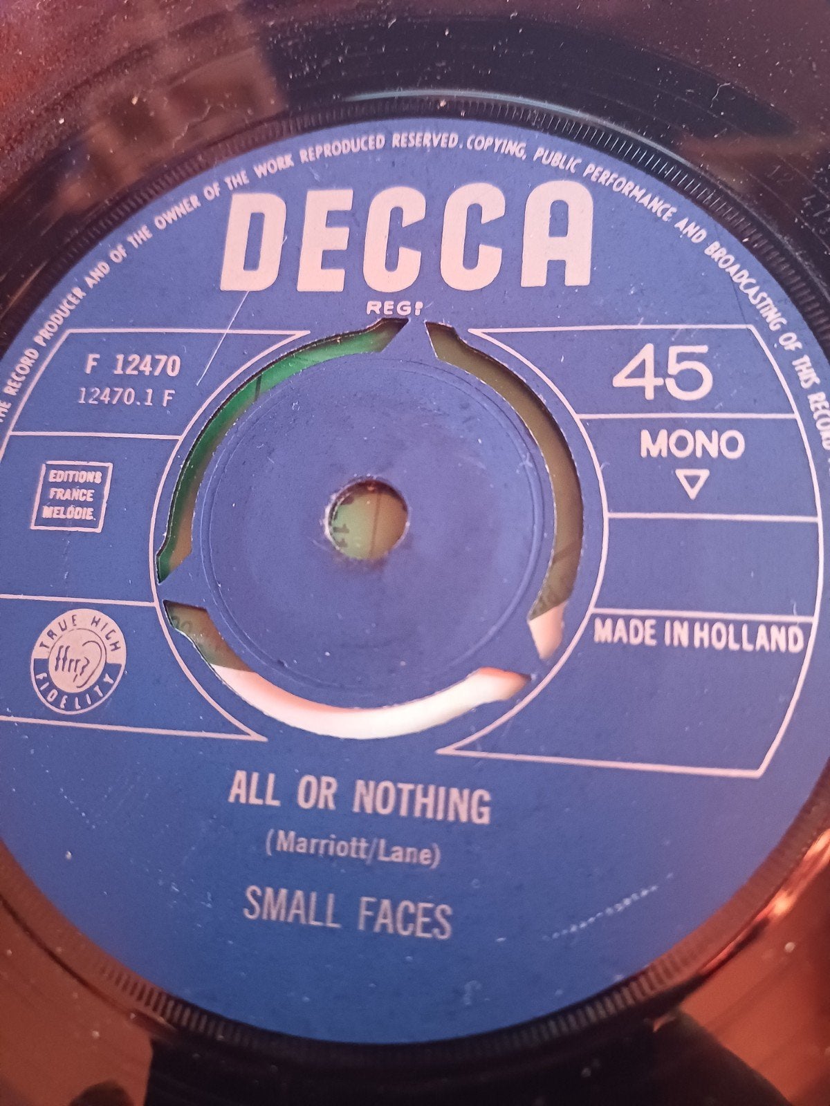 Small Faces - All Or Nothing / Understanding (7 inch vinyl), Ophalen, Gebruikt, 7 inch, Pop