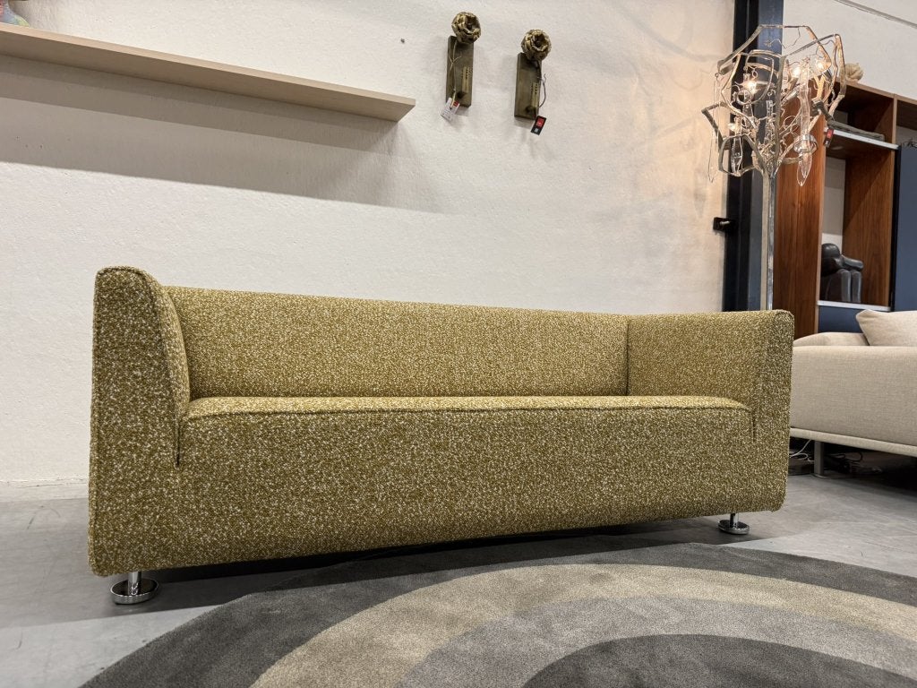 Nieuw Gelderland 4800 2,5 zits bank 190 Geel wit Stof, 150 tot 200 cm, Ophalen of Verzenden, Rechte bank, Info@gelderlanddesign.com
