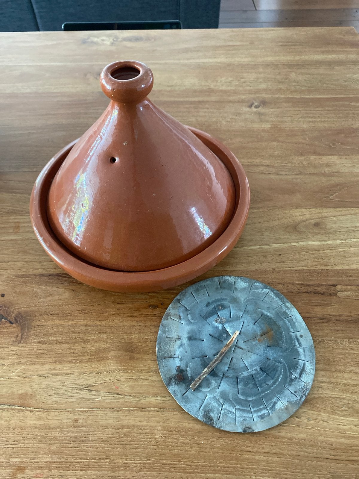 Tajine aardewerk 30 cm doorsnede, Ophalen of Verzenden, Steen/keramiek, Bruin, Overige typen