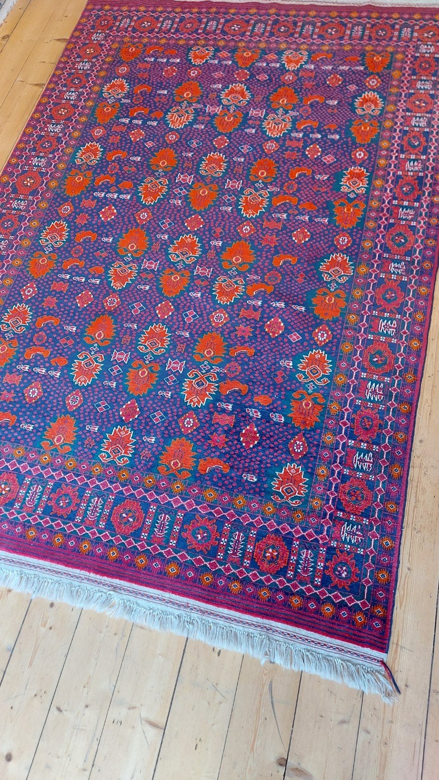 Prachtig handgeknoopt Tapijt uit Turkemniestan, 150 tot 200 cm, Ophalen of Verzenden, Blauw, Rechthoekig