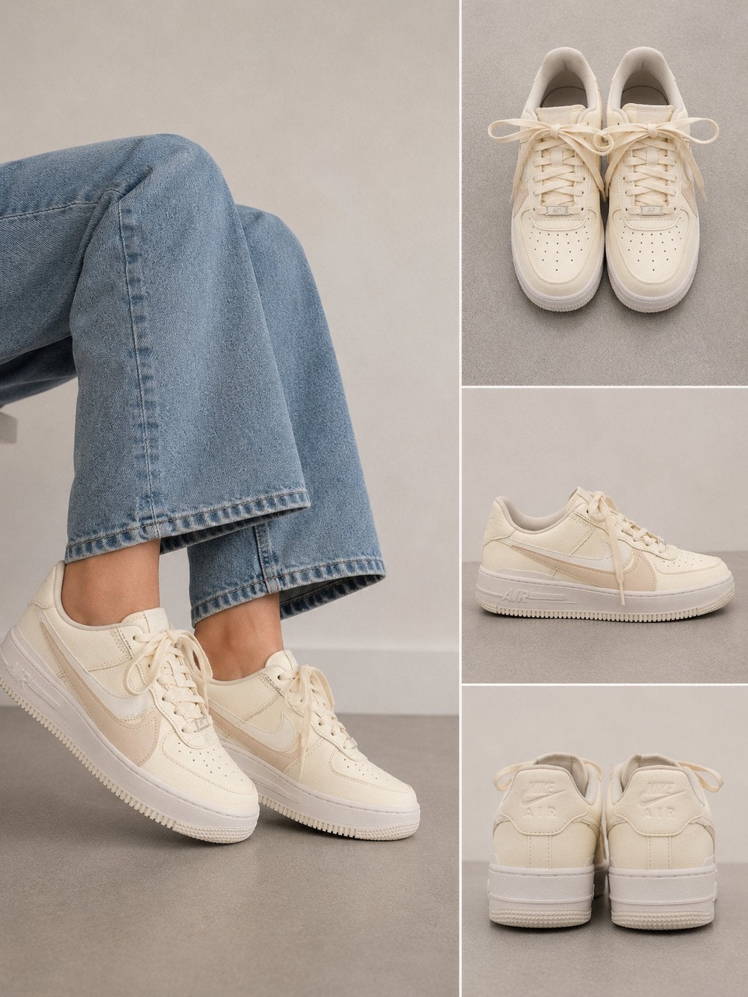 Nike Air Force 1 - Beige, Beige, Ophalen of Verzenden, Sneakers of Gympen, Gedragen