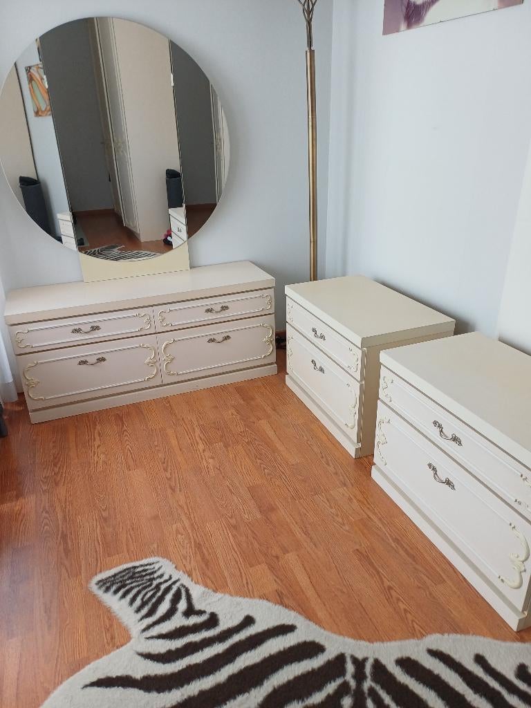 kaptafel met spiegel en nachtkastjes, Huis en Inrichting, Slaapkamer | Nachtkastjes, Ophalen, Gebruikt, 65 cm of meer, Minder dan 55 cm