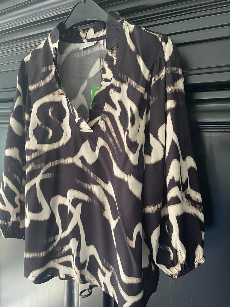 Stijlvolle blouse zwart/zand Kaffe 34 -nieuw-, Verzenden, Nieuw, Maat 34 (XS) of kleiner, Zwart