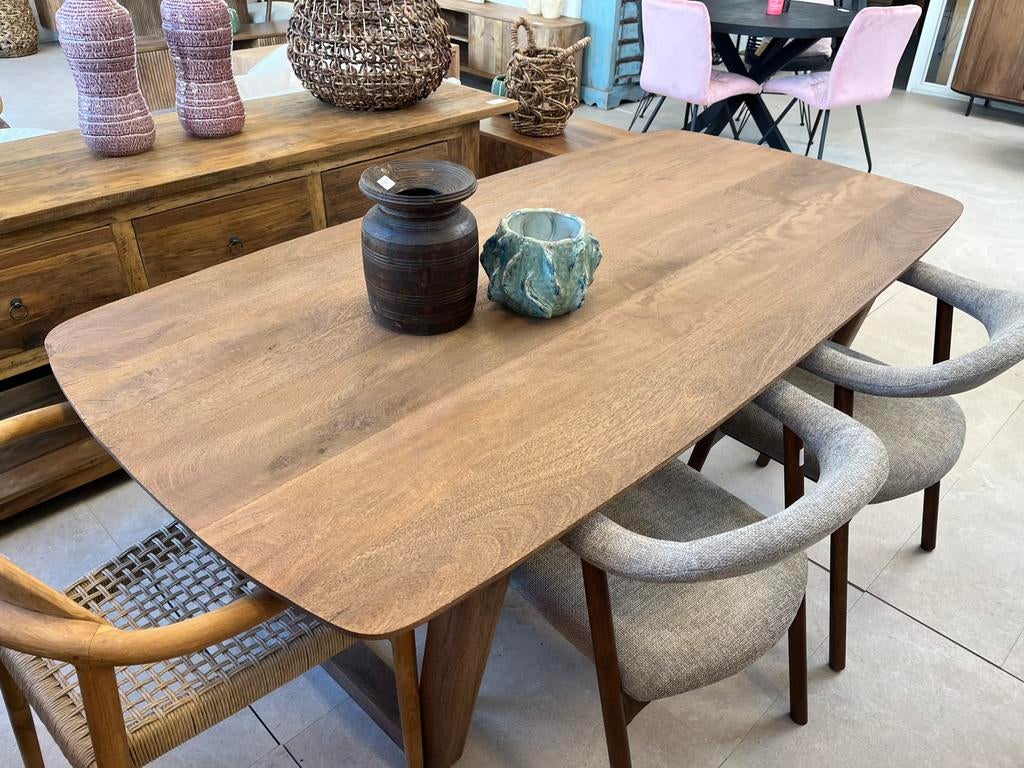 Magazijn leegverkoop eettafel deens ovaal Cortez mangohout, Nieuw, Ophalen of Verzenden, Info@wkhome.nl, Argonweg 20 Amersfoort
