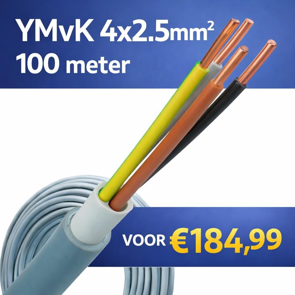 YMvK 4x2.5mm² Dca (100m), Doe-het-zelf en Verbouw, Elektra en Kabels, Ophalen of Verzenden, Nieuw, Kabel of Snoer