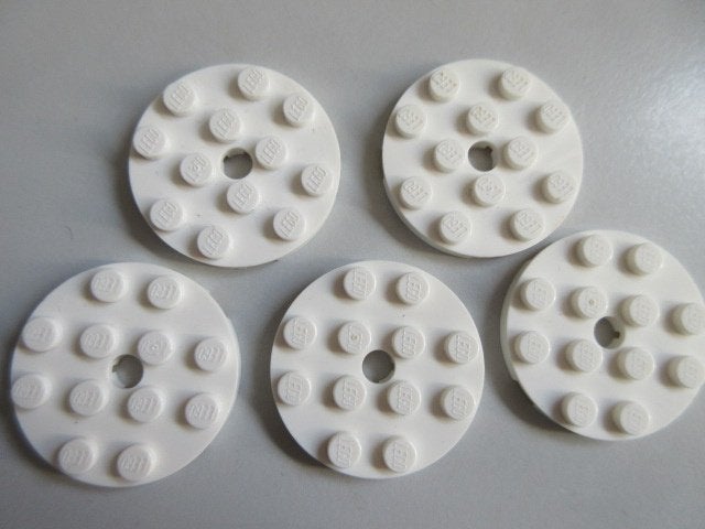 nr. 6922, 5 ronde witte plaatjes 4x4., Ophalen of Verzenden, Zo goed als nieuw, Lego