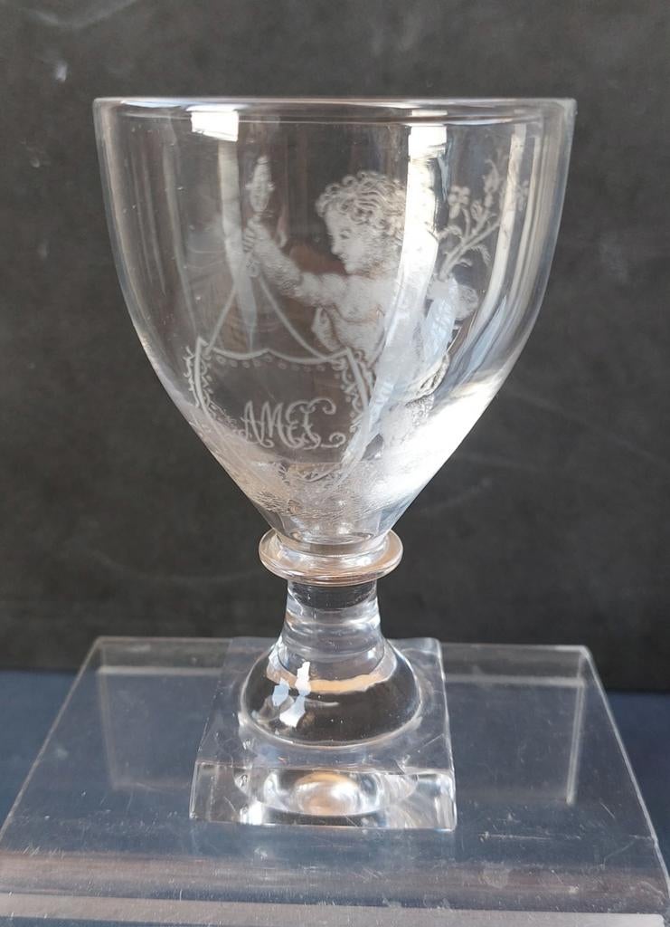 Oud Glas Cherubijntje, Antiek en Kunst, Antiek | Glas en Kristal, Verzenden