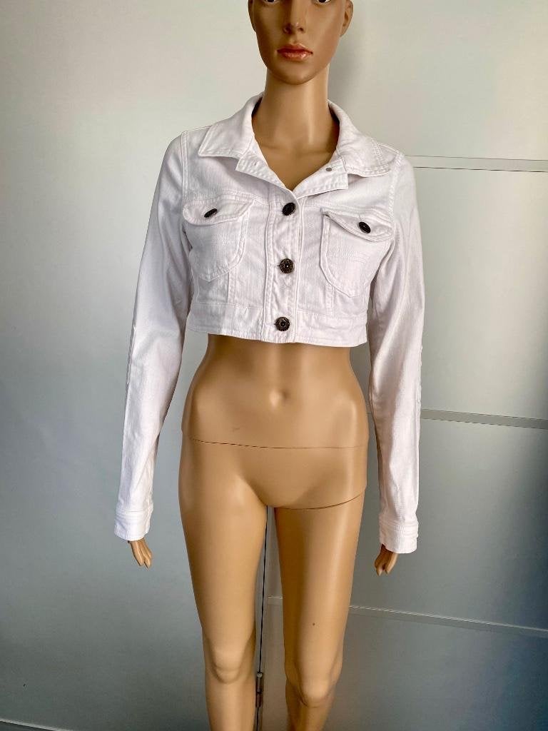J192 Eksept maat M=38 kort wit spijkerjasje jeans jasje wit, Maat 38/40 (M), Wit, Ophalen of Verzenden, Zo goed als nieuw