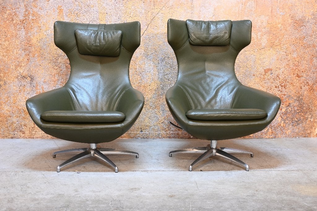 ZGAN 2 leren Leolux Caruzzo design draai/relaxfauteuils, Leolux, Leolux, 75 tot 100 cm, Ophalen of Verzenden