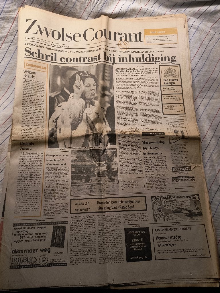 Verzamelen Zwolsche Courant donderdag 1mei 1980 Oranje krant, Ophalen of Verzenden, 1980 tot heden, Nederland, Krant