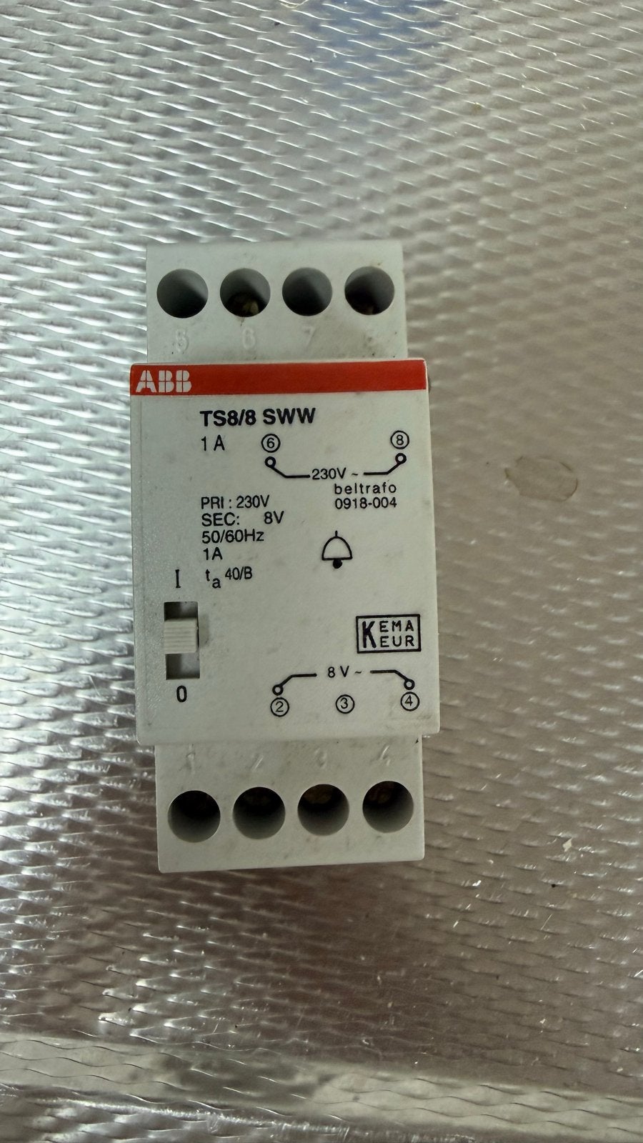 ABB TS8/8 SWW Beltransformator 230V naar 8V 1A, Ophalen of Verzenden, Gebruikt, ABB, Overige typen