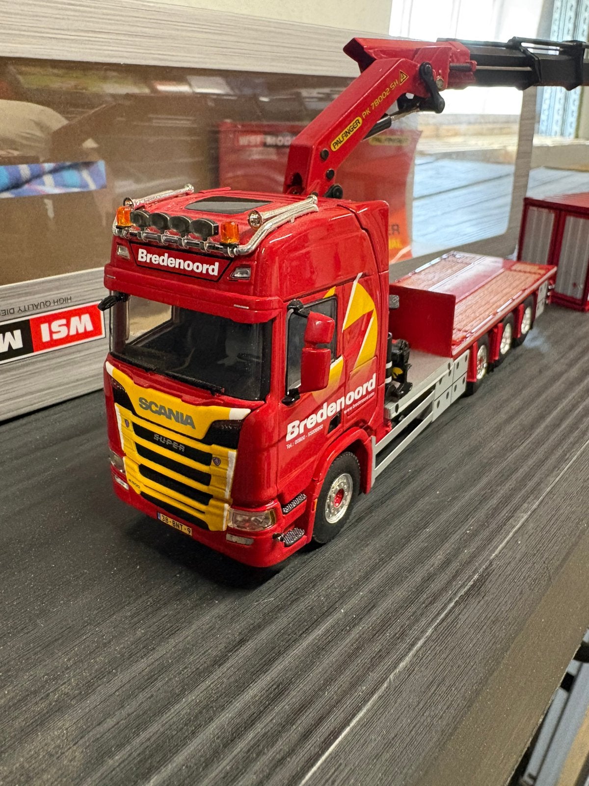 WSI Scania R-Highline Bredenoord Palfinger 42t/m kraan, Hobby en Vrije tijd, Modelauto's | 1:50, Ophalen of Verzenden, Zo goed als nieuw