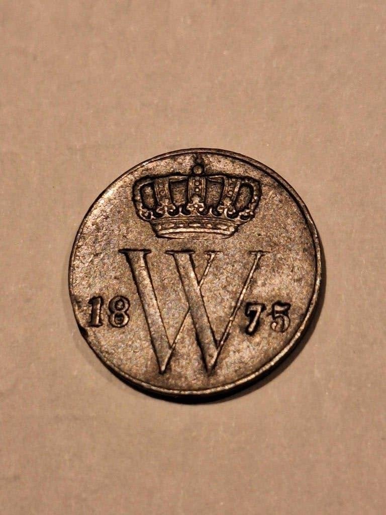 munt Nederland 1/2 cent 1875, Ophalen of Verzenden, Koning Willem III, Overige waardes, Losse munt