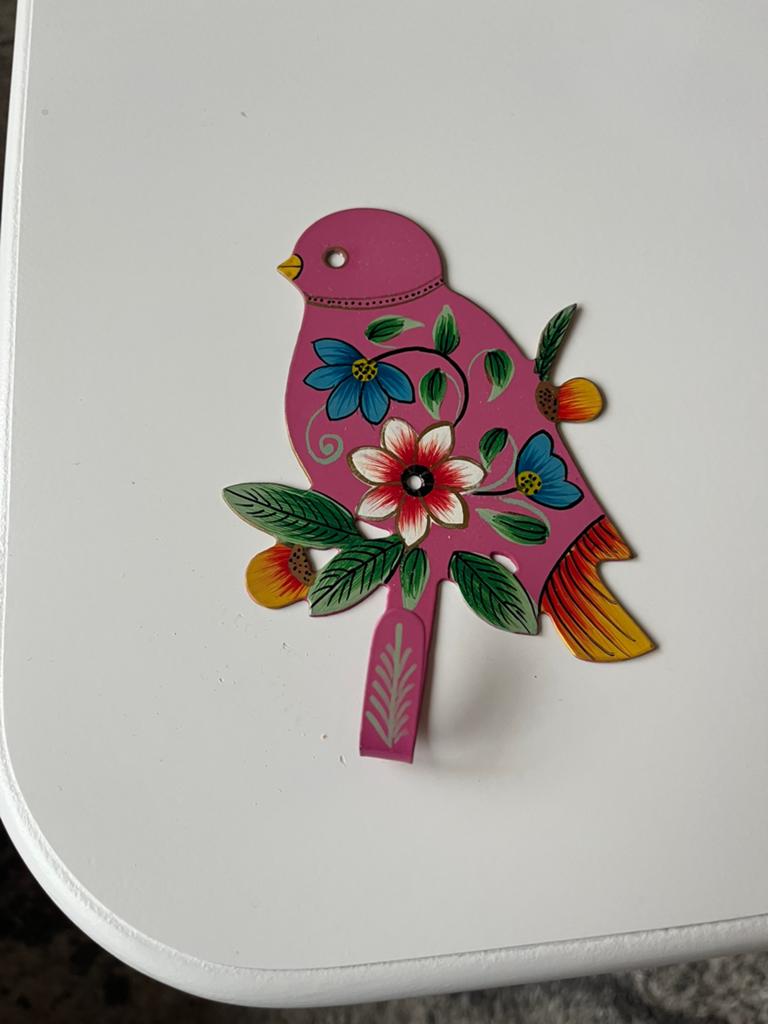 Leuk wand haakje met vrolijke vogel afbeelding., Metaal, Nieuw, Ophalen of Verzenden, Overige typen