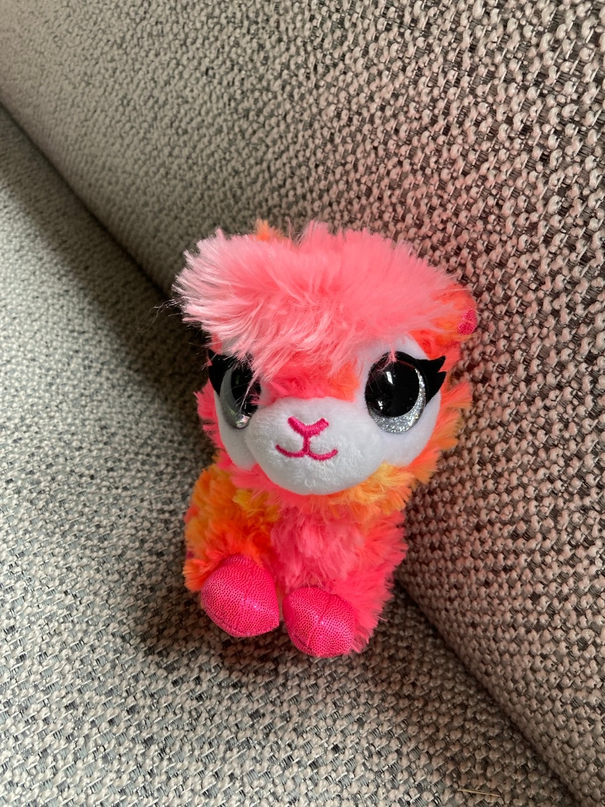 Schattige roze en oranje lama knuffel, Overige merken, Overige karakters, Overige typen, Ophalen of Verzenden