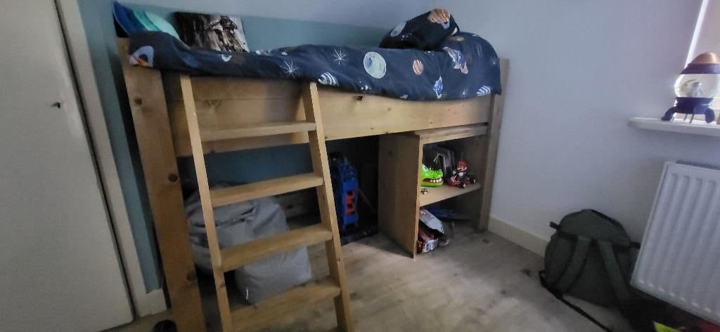 Halfhoogslaper met kastje en bureau, Ophalen, Gebruikt, Halfhoogslaper