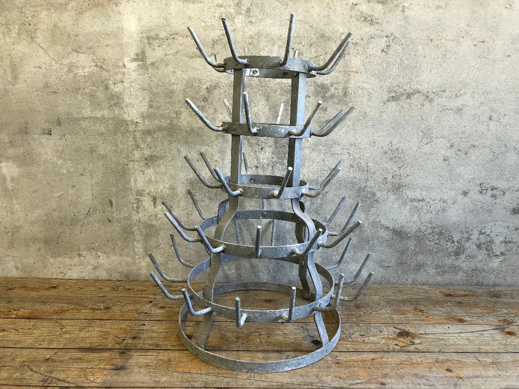 brocant Frans flessendroogrek tafelmodel | vintage pinnenrek, Ophalen of Verzenden