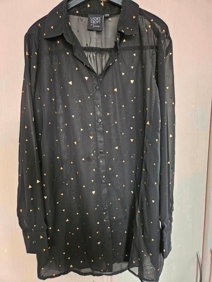 mooie zwarte blouse met gouden driehoekjes, Kleding | Dames, Blouses en Tunieken, Ophalen of Verzenden, Nieuw