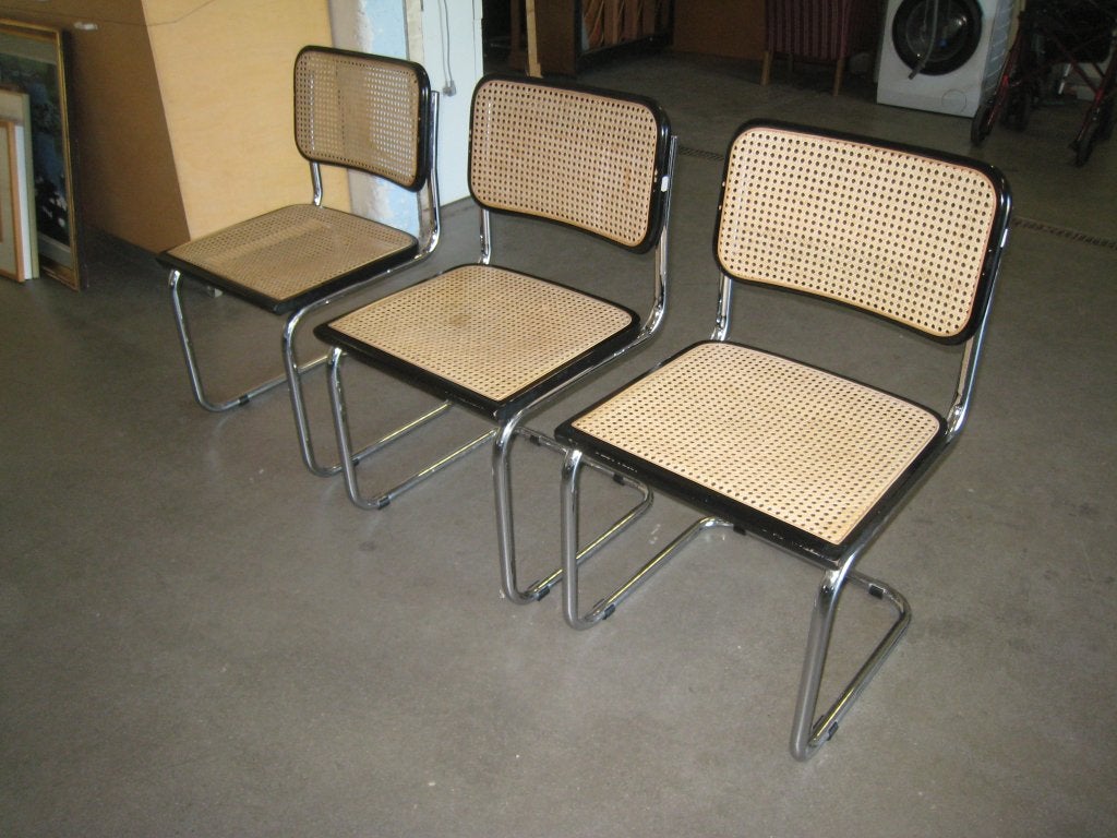 3 Cesca Marcel Breuer buisframe stoelen, Niet ingevuld, Gebruikt, Niet ingevuld, Niet ingevuld